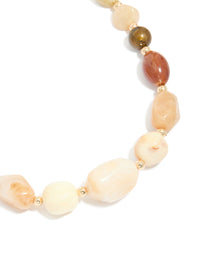 Gold Neutral Chunky Beaded Necklace - link has visual effect only