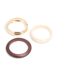 Gold, Wood & Acrylic Bangles 3-Pack - link has visual effect only