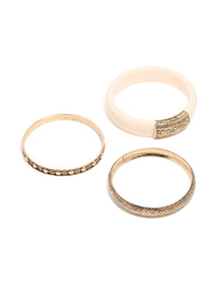 Antique Gold Textured & Acrylic Bangles 3-Pack - link has visual effect only