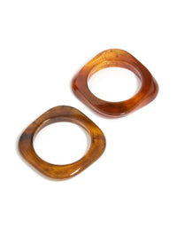 Brown Acrylic Thin Square Bangles 2-Pack - link has visual effect only