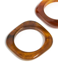 Brown Acrylic Thin Square Bangles 2-Pack - link has visual effect only