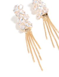 Gold Cubic Zirconia Mixed Shape Chain Drop Earrings - link has visual effect only