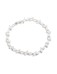 Silver Cubic Zirconia Alternating Marquise Tennis Bracelet - link has visual effect only