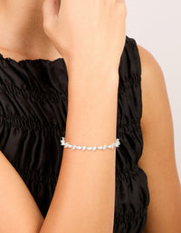 Silver Cubic Zirconia Alternating Marquise Tennis Bracelet - link has visual effect only