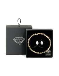 Gold Cubic Zirconia Tennis Bracelet & Earrings Set - link has visual effect only