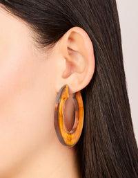 Brown Acrylic Chunky Medium Hoop Earrings - link has visual effect only