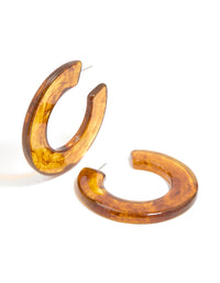 Brown Acrylic Chunky Medium Hoop Earrings - link has visual effect only