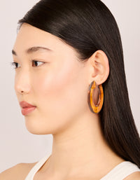 Brown Acrylic Chunky Medium Hoop Earrings - link has visual effect only