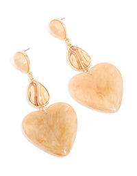 White Acrylic Chunky Hearts Drop Earrings - link has visual effect only