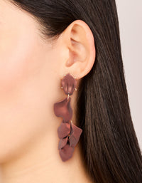 Dark Brown Coated Metal Petal Drop Earrings - link has visual effect only