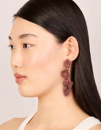 Dark Brown Coated Metal Petal Drop Earrings - link has visual effect only