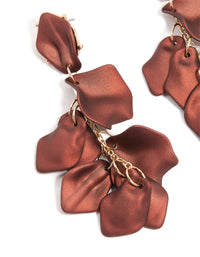 Dark Brown Coated Metal Petal Drop Earrings - link has visual effect only