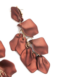 Dark Brown Coated Metal Petal Drop Earrings - link has visual effect only