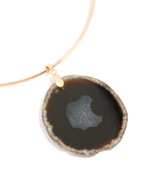 Gold Dark Brown Marbled Stone Torque Necklace - link has visual effect only