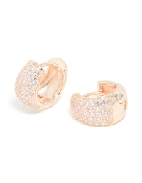 Rose Gold Plated Cubic Zirconia Pave Huggie Earrings - link has visual effect only