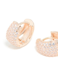 Rose Gold Plated Cubic Zirconia Pave Huggie Earrings - link has visual effect only