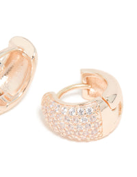 Rose Gold Plated Cubic Zirconia Pave Huggie Earrings - link has visual effect only