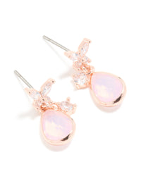 Rose Gold Plated Pink Cubic Zirconia Drop Earrings - link has visual effect only