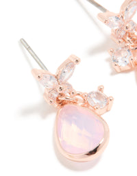 Rose Gold Plated Pink Cubic Zirconia Drop Earrings - link has visual effect only