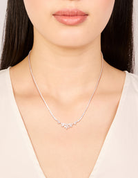Rose Gold Plated Cubic Zirconia Dainty Floral Cupchain Necklace - link has visual effect only