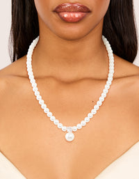 Rose Gold Plated Pearl & Cubic Zirconia Necklace - link has visual effect only