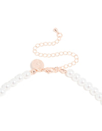 Rose Gold Plated Pearl & Cubic Zirconia Necklace - link has visual effect only
