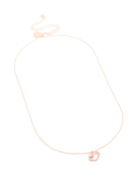 Rose Gold Plated Pink Cubic Zirconia Double Heart Pendant Necklace - link has visual effect only