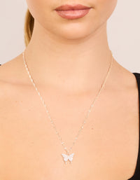 Rose Gold Plated Cubic Zirconia Pavé Butterfly Pendant Necklace - link has visual effect only