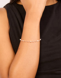 Rose Gold Plated Semi Precious Stone Station Bracelet - link has visual effect only