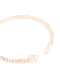 Rose Gold Plated Pink Cubic Zirconia Butterfly Tennis Wrist Cuff - link has visual effect only