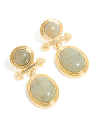 Gold Plated Vintage Semi Precious Stone Drop Earrings - link has visual effect only