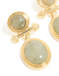 Gold Plated Vintage Semi Precious Stone Drop Earrings - link has visual effect only