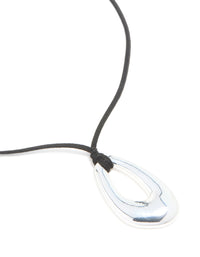 Silver Plated Open Oval Pendant Long Cord Necklace - link has visual effect only