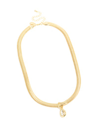 Gold Plated Diamante Centre Thick Snake Chain Necklace - link has visual effect only