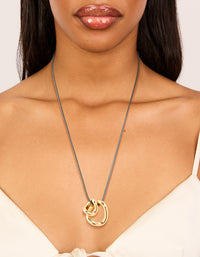 Gold Plated Swirl Pendant Cord Necklace - link has visual effect only