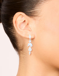 Silver Plated Cubic Zirconia Vine Medium Drop Earrings - link has visual effect only