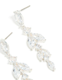 Silver Plated Cubic Zirconia Vine Medium Drop Earrings - link has visual effect only