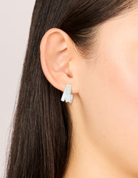 Silver Plated Cubic Zirconia Split Inlay Earrings - link has visual effect only