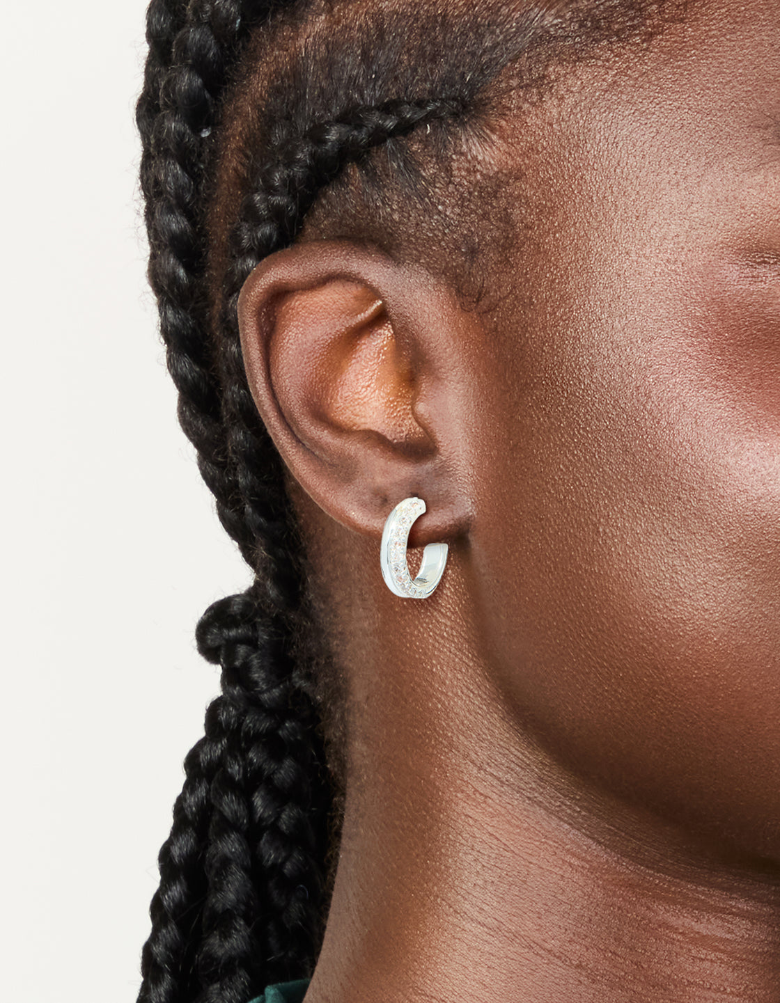 Silver Plated Cubic Zirconia Double Mirrored Hoop Earrings