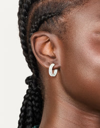 Silver Plated Cubic Zirconia Double Mirrored Hoop Earrings - link has visual effect only