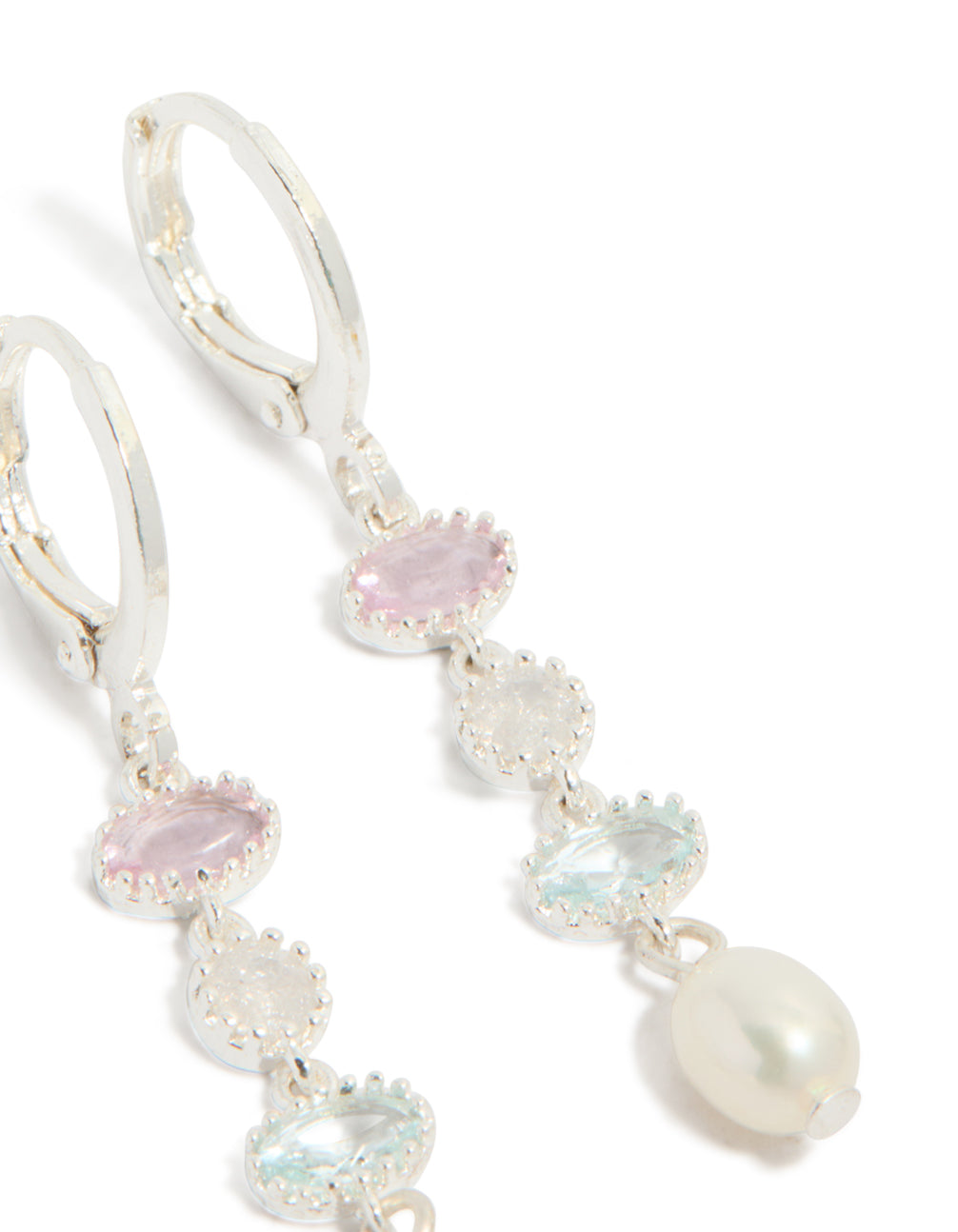 Silver Plated Cubic Zirconia & Freshwater Pearl Drop Earrings