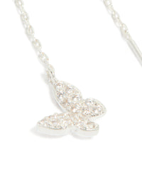 Silver Plated Cubic Zirconia Butterfly Thread Through Earrings - link has visual effect only