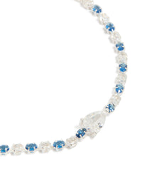 Silver Plated Blue Cubic Zirconia Teardrop Toggle Bracelet - link has visual effect only