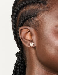Waterproof Stainless Steel Cubic Zirconia Butterfly Stud Earrings - link has visual effect only