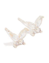 Waterproof Stainless Steel Cubic Zirconia Butterfly Stud Earrings - link has visual effect only