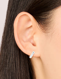 Waterproof Stainless Steel Cubic Zirconia Huggie Earrings - link has visual effect only