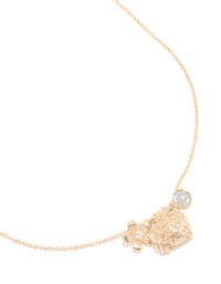 Gold Diamante Flower & Heart Locket Charm Necklace - link has visual effect only