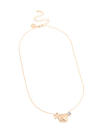 Gold Diamante Flower & Heart Locket Charm Necklace - link has visual effect only