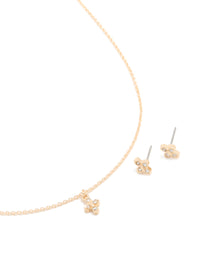 Gold Diamante Mini Cross Necklace & Earrings Set - link has visual effect only