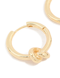 Gold Plated Brass Classic Knotted Huggie Earrings - link has visual effect only